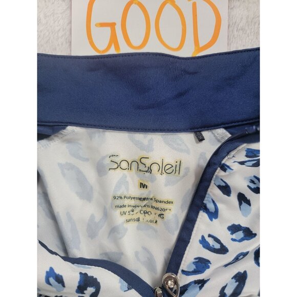 SanSoleil Womens UV 50 Solcool Print 1/4 Zip Mock Top Medium Pullover Stretch - Picture 4 of 8